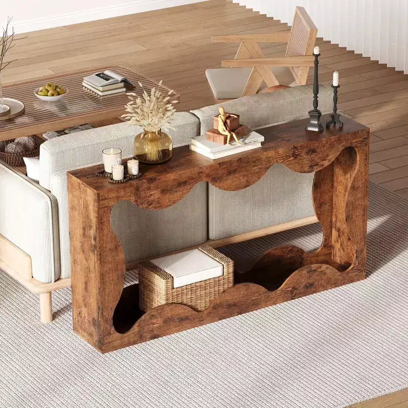 Tavolo Consolle da 160 cm Stile Rustico con Spazio Contenitore per Ingresso Soggiorno
