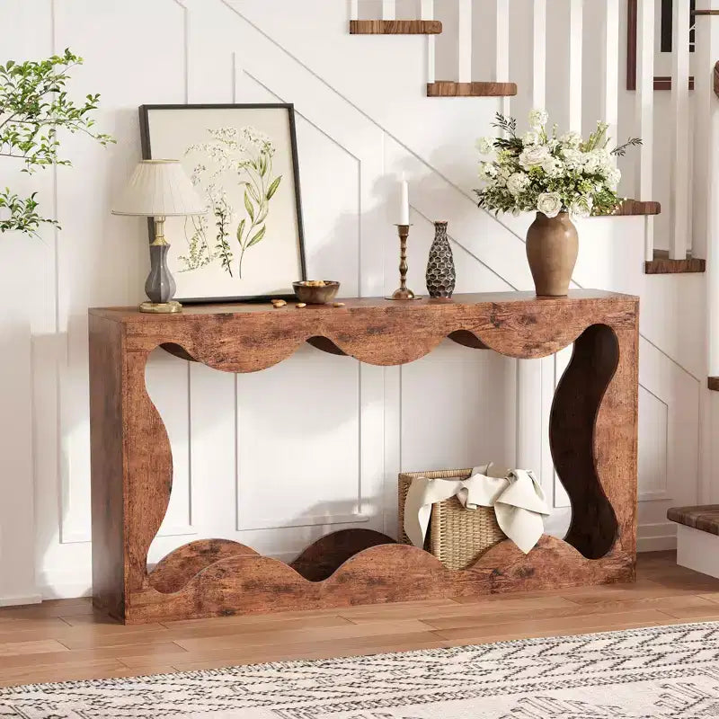 Tavolo Consolle da 160 cm Stile Rustico con Spazio Contenitore per Ingresso Soggiorno