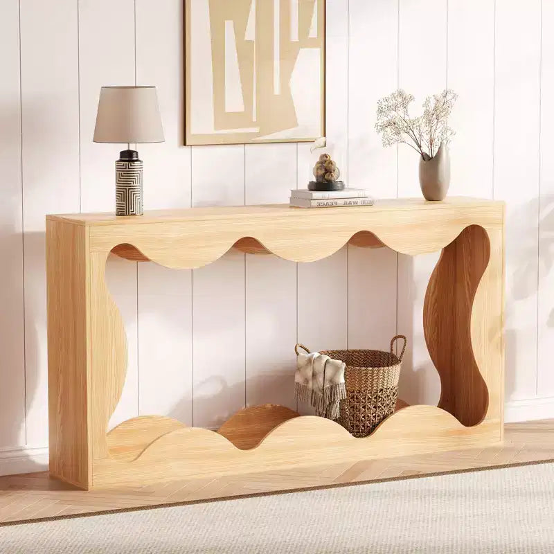Tavolo Consolle da 160 cm Stile Rustico con Spazio Contenitore per Ingresso Soggiorno