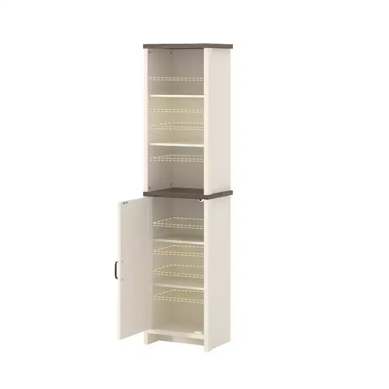 Colonna Bagno Alta con Ripiani a Giorno, Rovere Nodi Avorio, 39,6L x 29,5P x 161,8A cm
