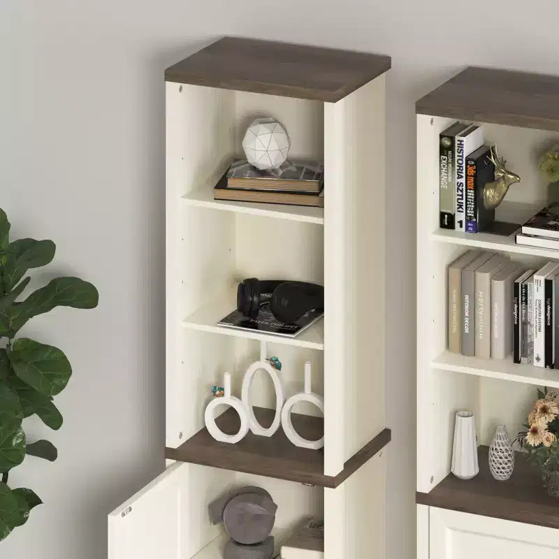 Colonna Bagno Alta con Ripiani a Giorno, Rovere Nodi Avorio, 39,6L x 29,5P x 161,8A cm