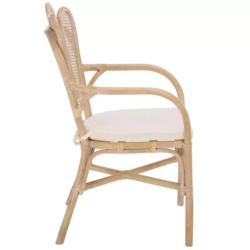 Poltrona imbottita con finitura avorio sbiancato