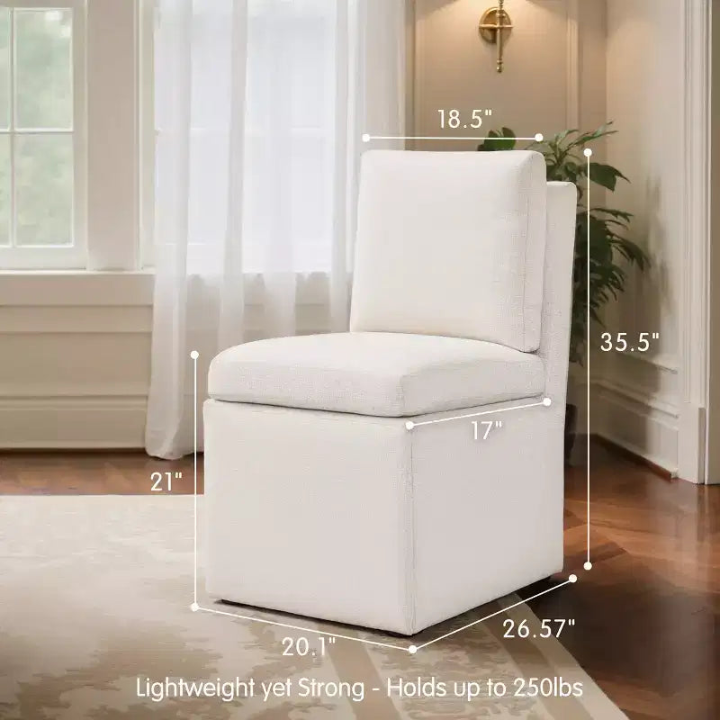 Sedia da pranzo imbottita con rotelle, sedia moderna da divano con ruote silenziose, color avena