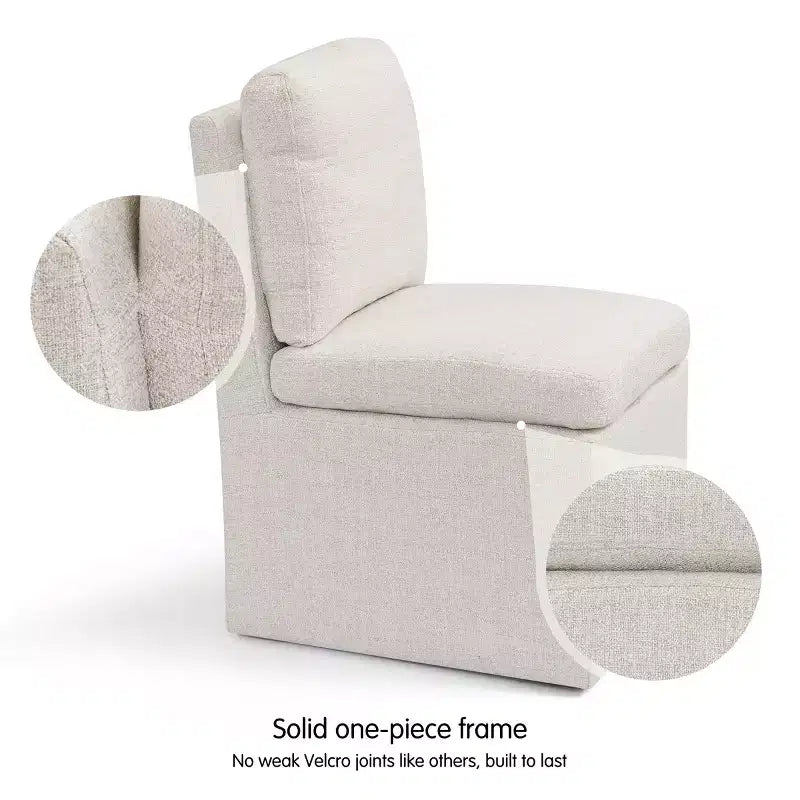 Sedia da pranzo imbottita con rotelle, sedia moderna da divano con ruote silenziose, color avena