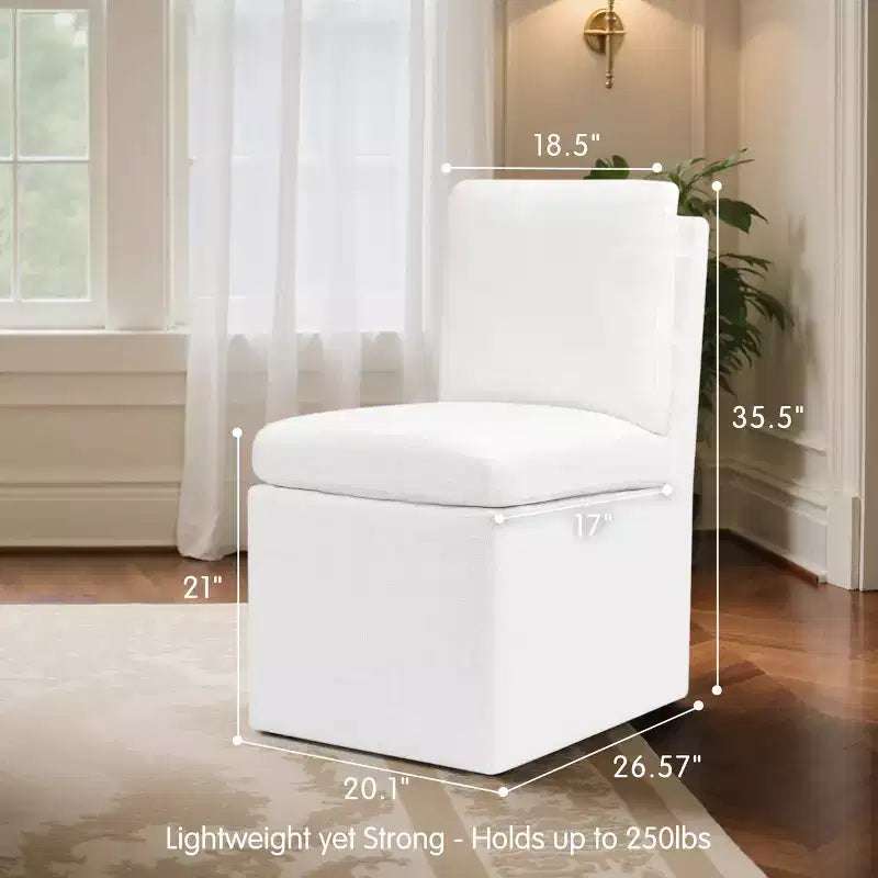 Sedia da pranzo imbottita con rotelle, sedia moderna da divano con ruote silenziose, color avena