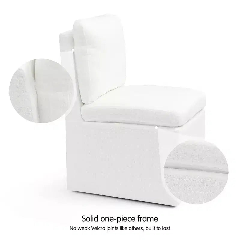 Sedia da pranzo imbottita con rotelle, sedia moderna da divano con ruote silenziose, color avena