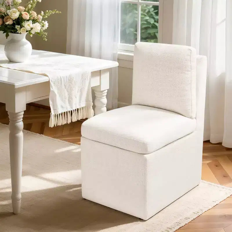 Sedia da pranzo imbottita con rotelle, sedia moderna da divano con ruote silenziose, color avena