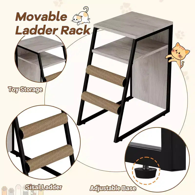 Lettiera per gatti 2 in 1 nascosta con mobiletto e tiragraffi