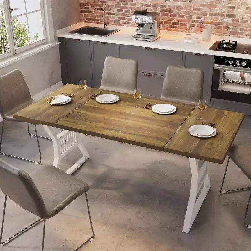 Tavolo da Pranzo da 180 cm Stile Rustico per 4-6 Persone con Robuste Gambe in Metallo