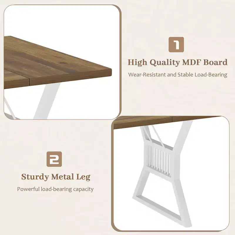 Tavolo da Pranzo da 180 cm Stile Rustico per 4-6 Persone con Robuste Gambe in Metallo