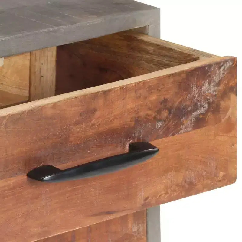 Comodino grigio in legno massello di mango grezzo, 15.7x11.8x19.7 pollici