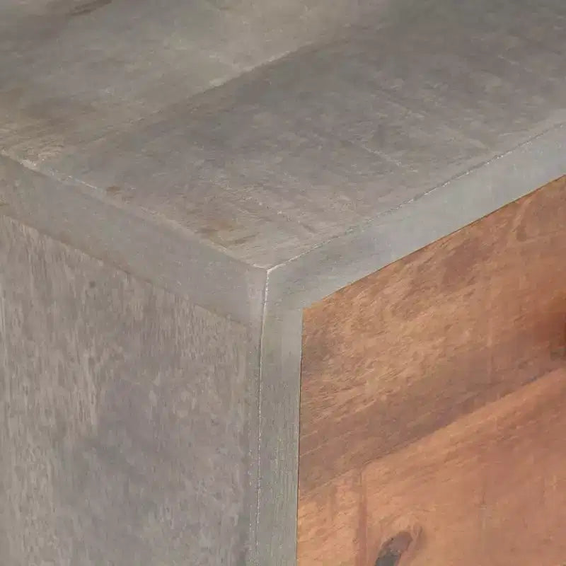 Comodino grigio in legno massello di mango grezzo, 15.7x11.8x19.7 pollici