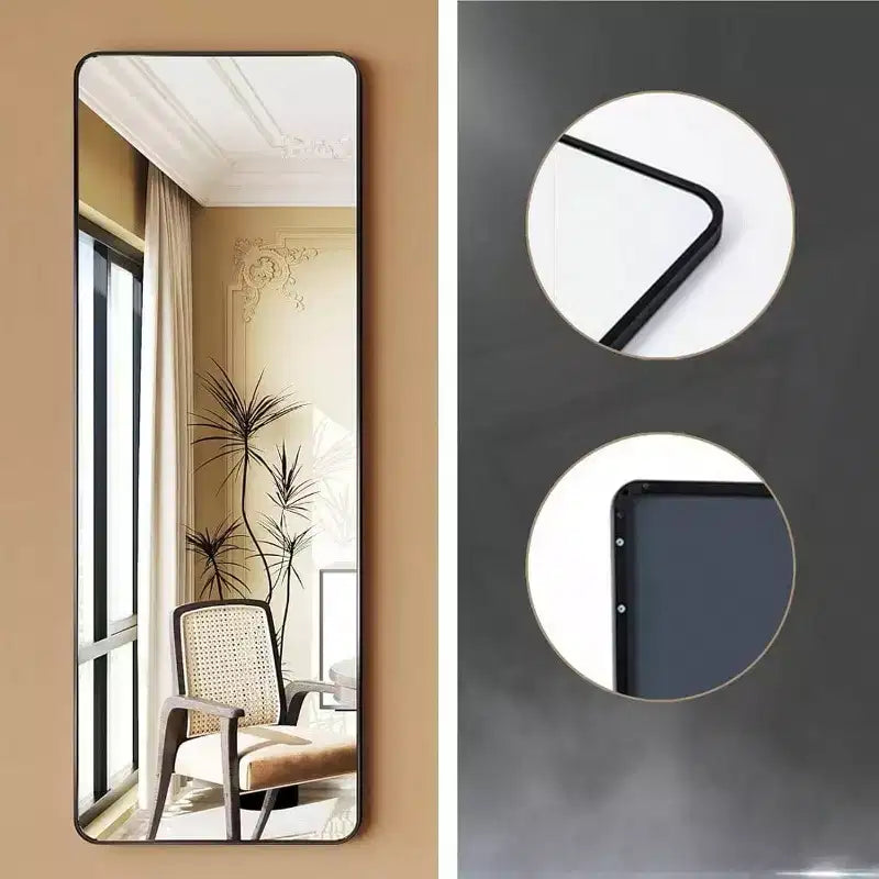 Specchio a figura intera da appendere alla porta 19 x 51 pollici, finitura nero opaco, anti-appannamento