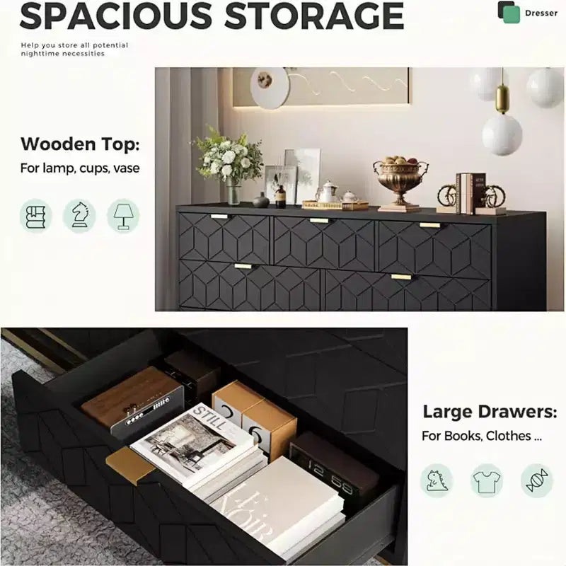 Cassettiera scanalata larga 53,5 pollici con maniglie dorate e gambe in metallo
