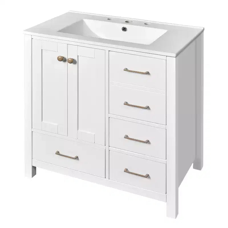 Mobile bagno da 30 pollici con lavabo, cassetti portaoggetti e ante con chiusura ammortizzata