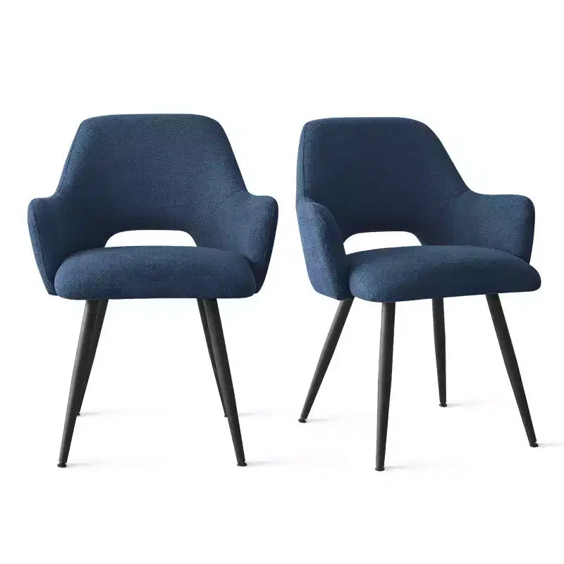 Set di 2 sedie da pranzo imbottite con braccioli e gambe in metallo