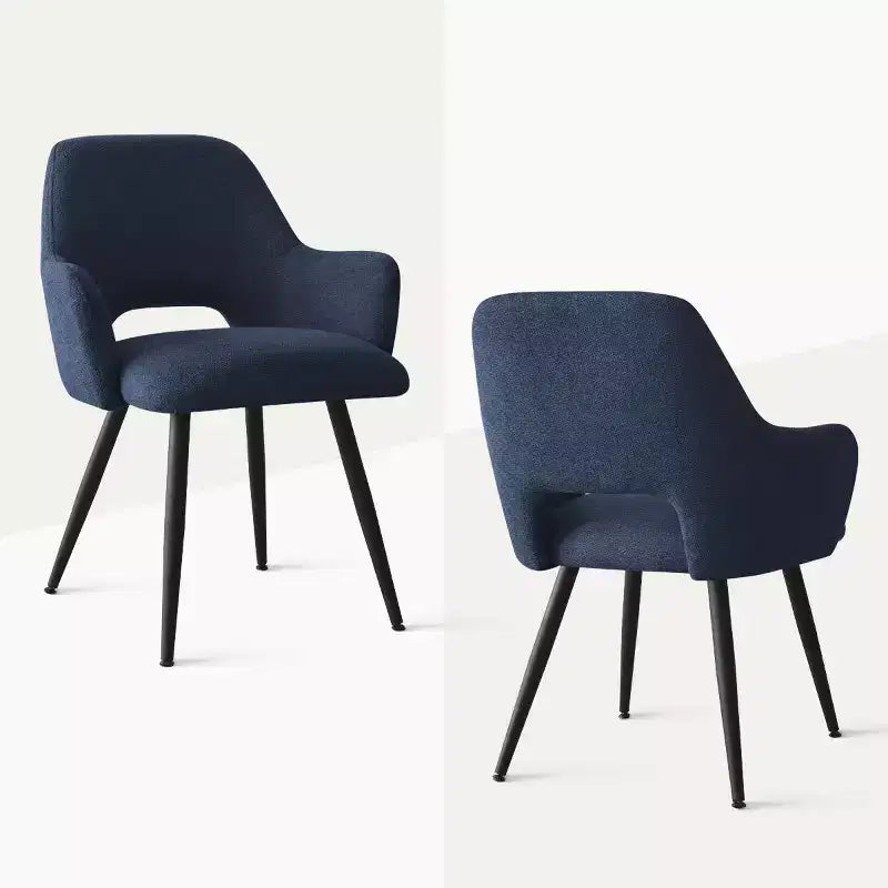 Set di 2 sedie da pranzo imbottite con braccioli e gambe in metallo