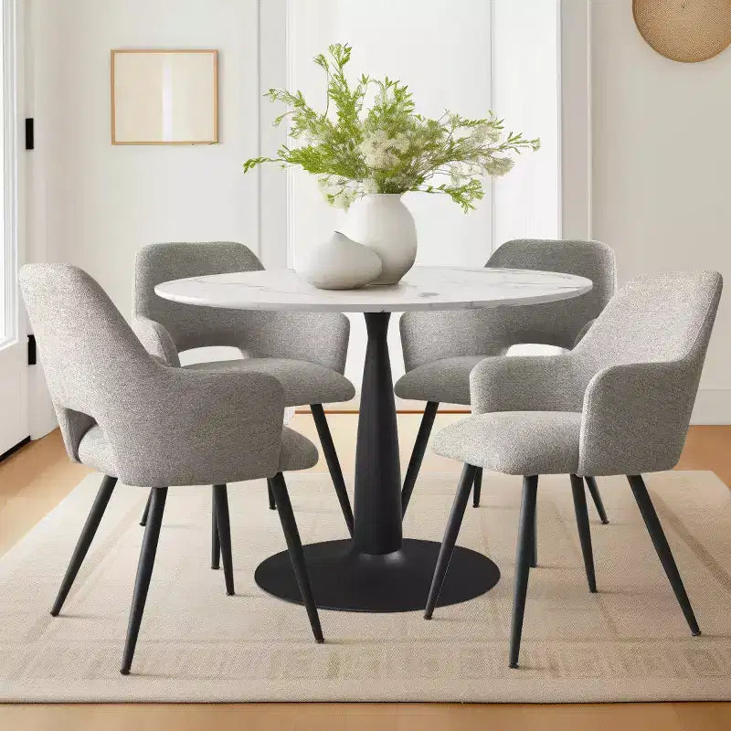 Set di 2 sedie da pranzo imbottite con braccioli e gambe in metallo