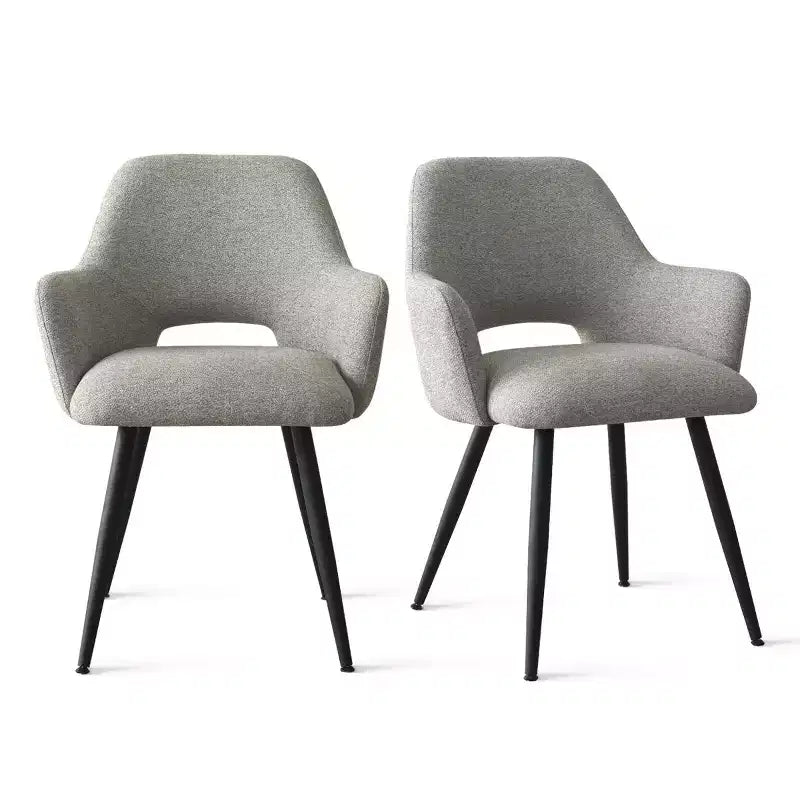 Set di 2 sedie da pranzo imbottite con braccioli e gambe in metallo