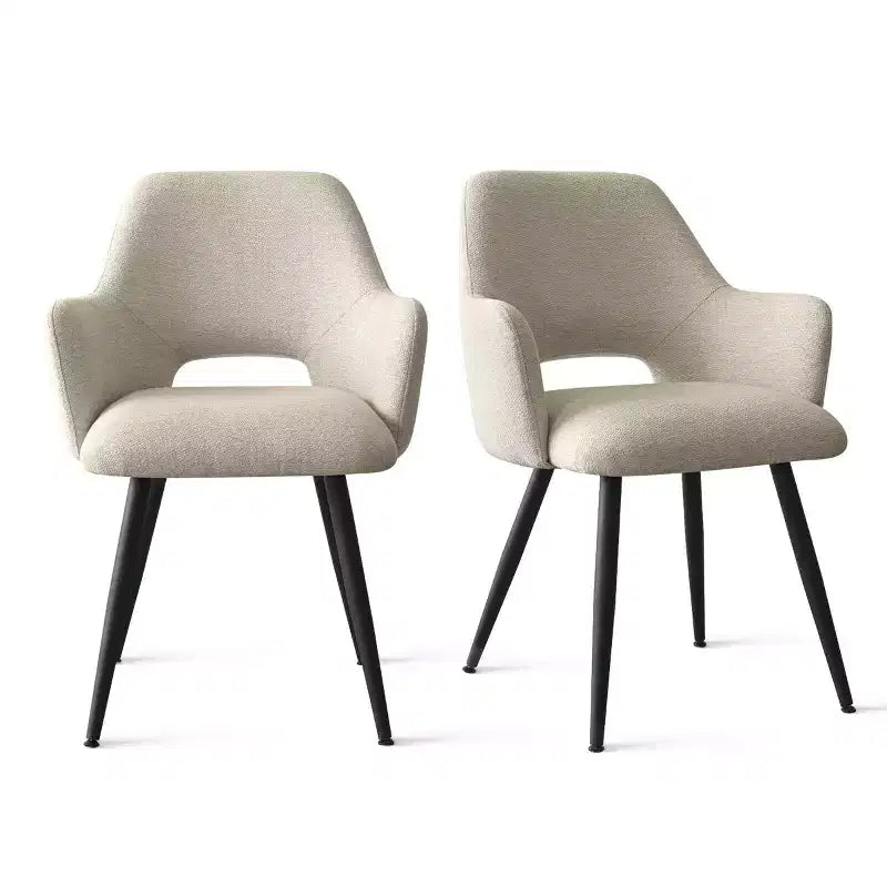 Set di 2 sedie da pranzo imbottite con braccioli e gambe in metallo