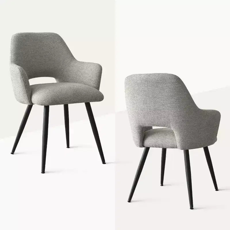 Set di 2 sedie da pranzo imbottite con braccioli e gambe in metallo