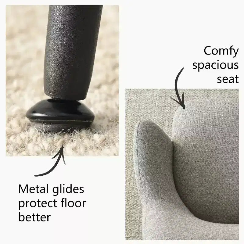 Set di 2 sedie da pranzo imbottite con braccioli e gambe in metallo