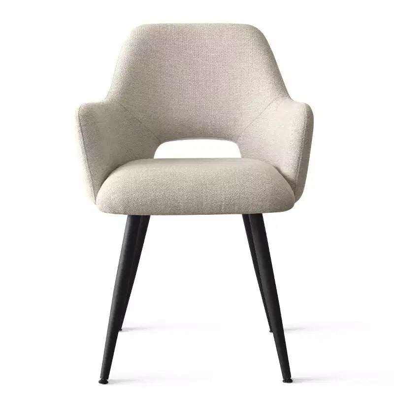 Set di 2 sedie da pranzo imbottite con braccioli e gambe in metallo