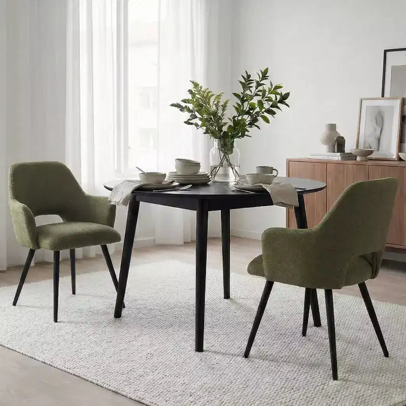 Set di 2 sedie da pranzo imbottite con braccioli e gambe in metallo