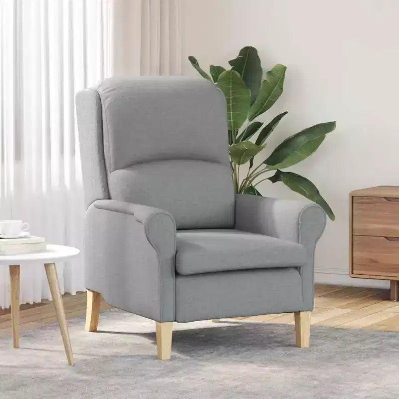 Poltrona in Tessuto Grigio Chiaro, 76 x 94 x 102 cm