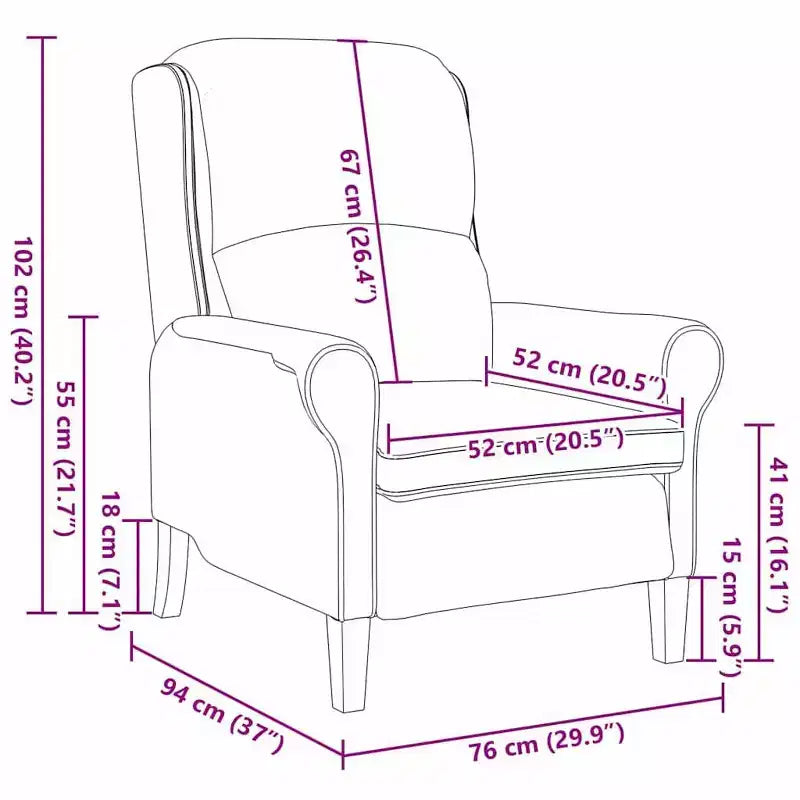 Poltrona in Tessuto Grigio Chiaro, 76 x 94 x 102 cm