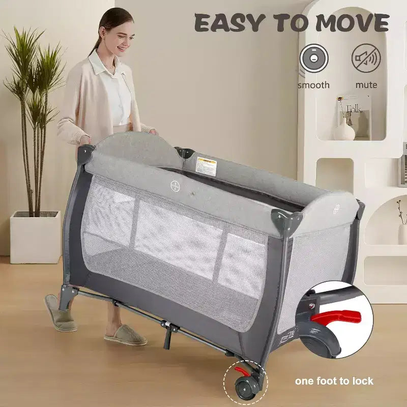 Culla 4-in-1 per neonati, box portatile, lettino convertibile con fasciatoio