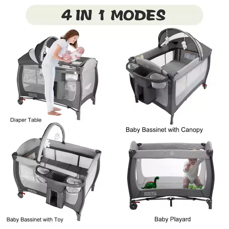 Culla 4-in-1 per neonati, box portatile, lettino convertibile con fasciatoio