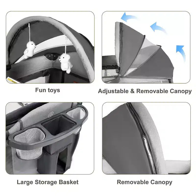 Culla 4-in-1 per neonati, box portatile, lettino convertibile con fasciatoio