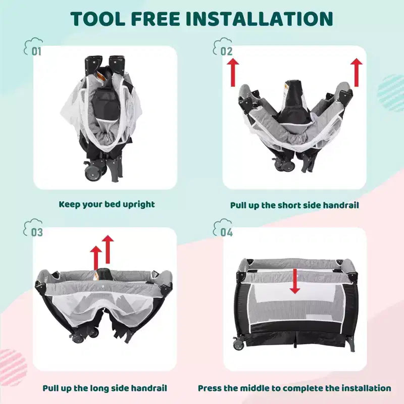 Culla 4-in-1 per neonati, box portatile, lettino convertibile con fasciatoio