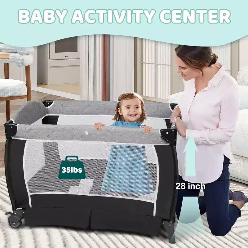 Culla 4-in-1 per neonati, box portatile, lettino convertibile con fasciatoio
