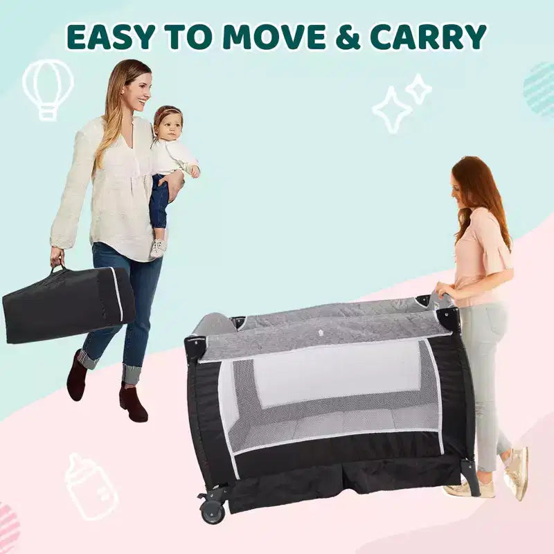 Culla 4-in-1 per neonati, box portatile, lettino convertibile con fasciatoio