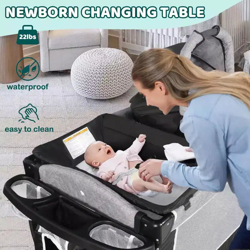 Culla 4-in-1 per neonati, box portatile, lettino convertibile con fasciatoio