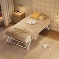 Daybed Matrimoniale a Scomparsa con Rete Sollevabile, Doghe in Metallo e Ruote Bloccabili, Bianco
