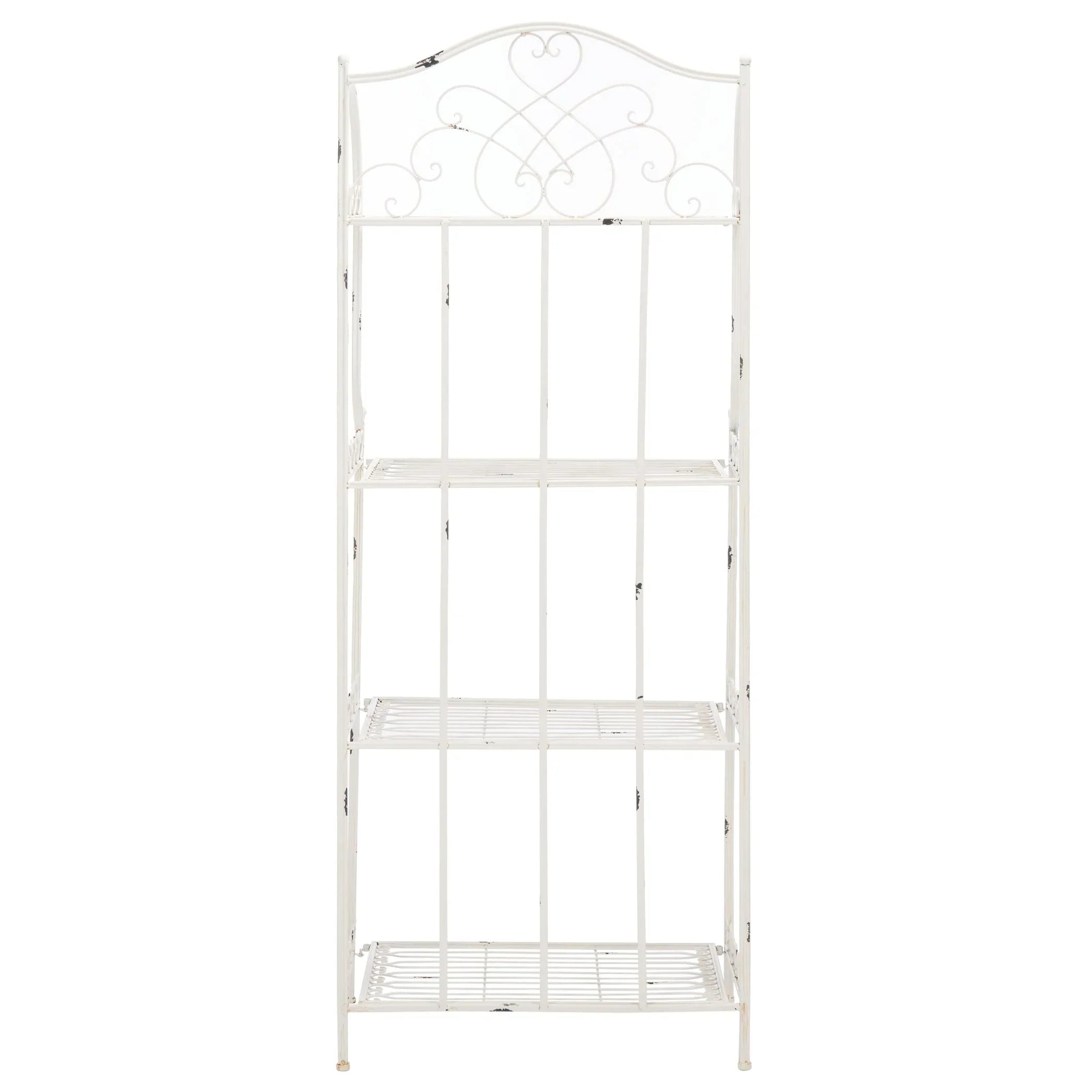 SAFAVIEH Bryn Scaffale da panettiere da esterno a 4 ripiani in ferro battuto vittoriano - 25 pollici L x 15 pollici P x 63 pollici H - 25 L x 15 P x 63 H