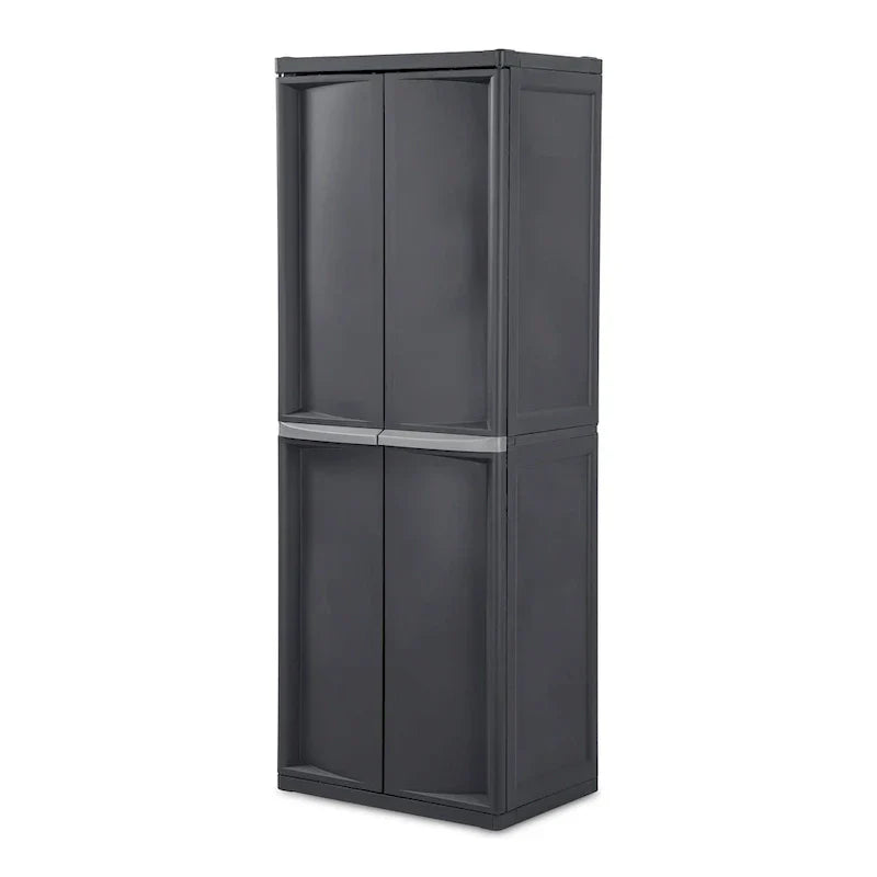 Sterilite Confezione da 2 Armadietti Contenitore Organizzatore a 4 Ripiani Regolabili per Garage, Grigio - Confezione da 2