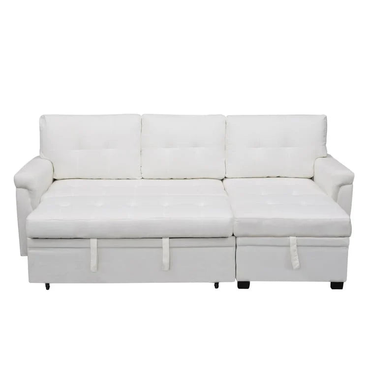 Divano sezionale reversibile con letto estraibile, chaise longue con contenitore nascosto, gambe durevoli,