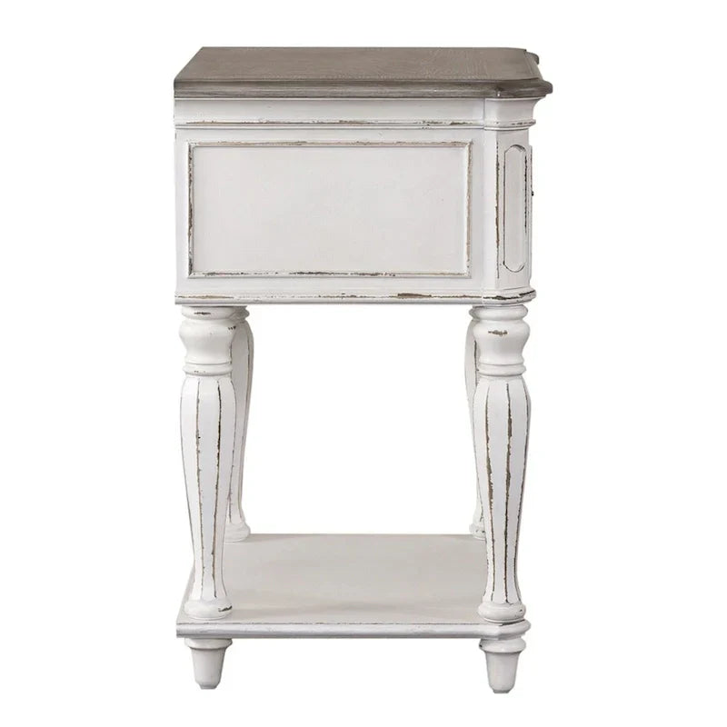 Comodino con Gambe Antico Bianco Magnolia Manor